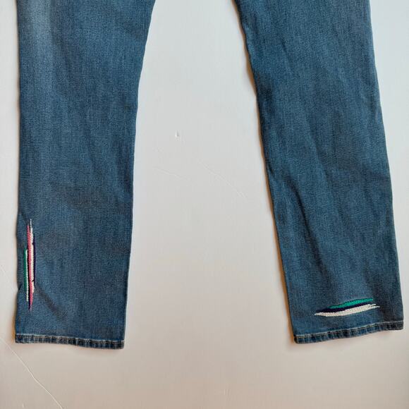 Peri A Embroidered Destroyed Low Rise Jeans Womens Size 26 Boho Ripped Denim 26 - Picture 10 of 13